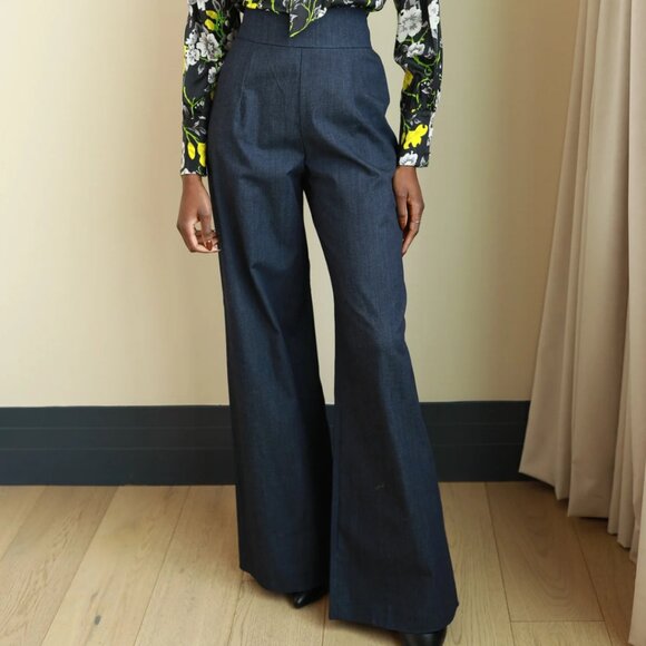 never a wallflower Pants - Never A Wallflower Blue Matador High Rise Pants Small Wide Leg Palazzo NEW $285